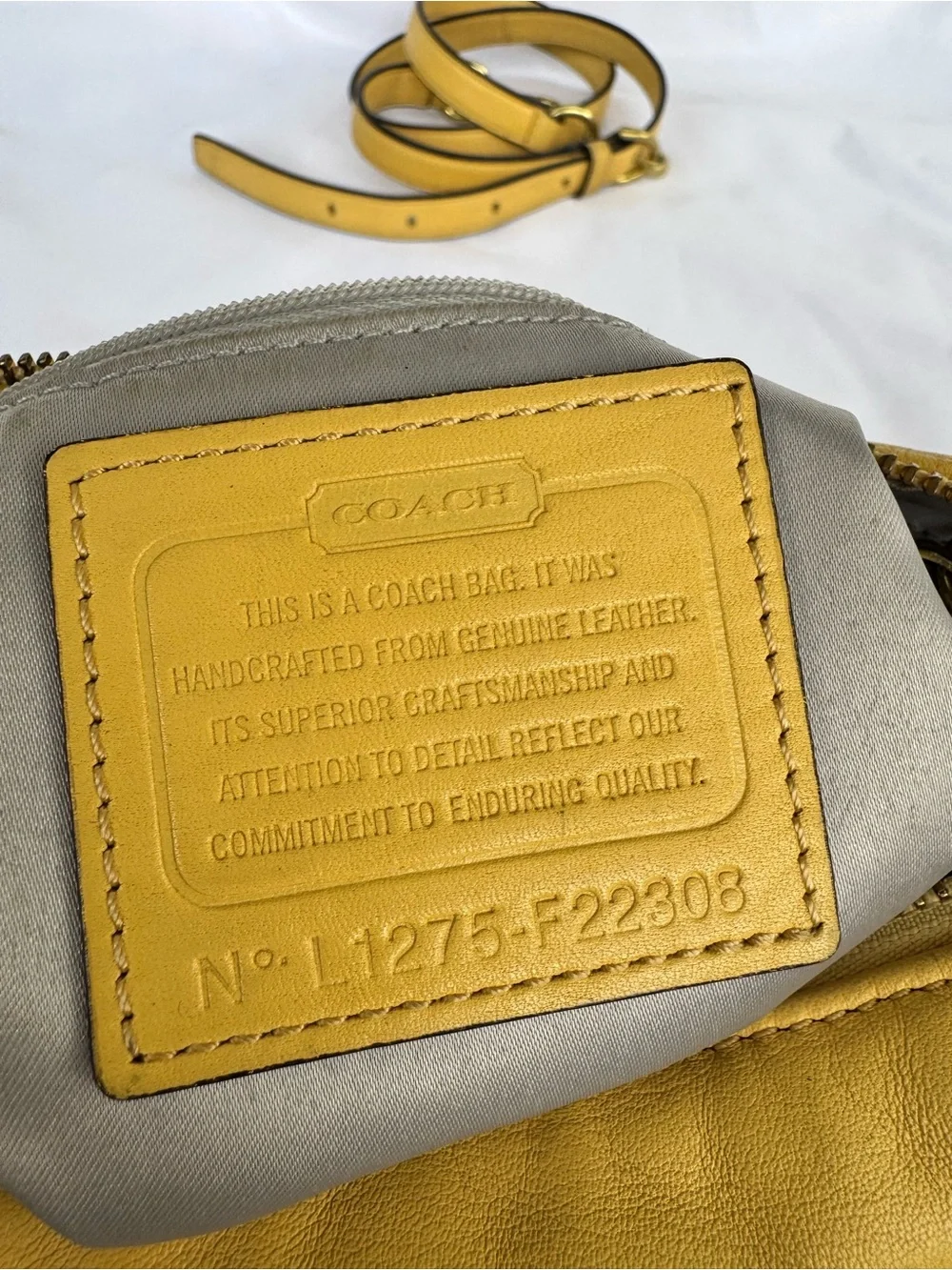 Coach Kristen Yellow Leather Shoulder Bag with Gold Hardware